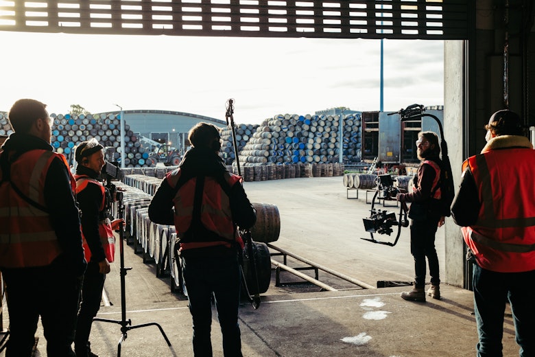 Filming at whisky cooperage